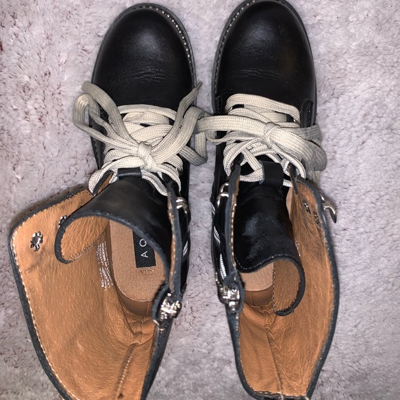 AQUA by Bloomingdales Leather Combat Boots 7.5 - Picture 5 of 7